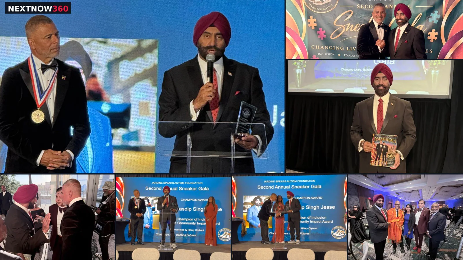 Dr. Jasdip Singh Jesse speaks at an Atlanta autism advocacy gala attended by community supporters in formalwear and sneakers.